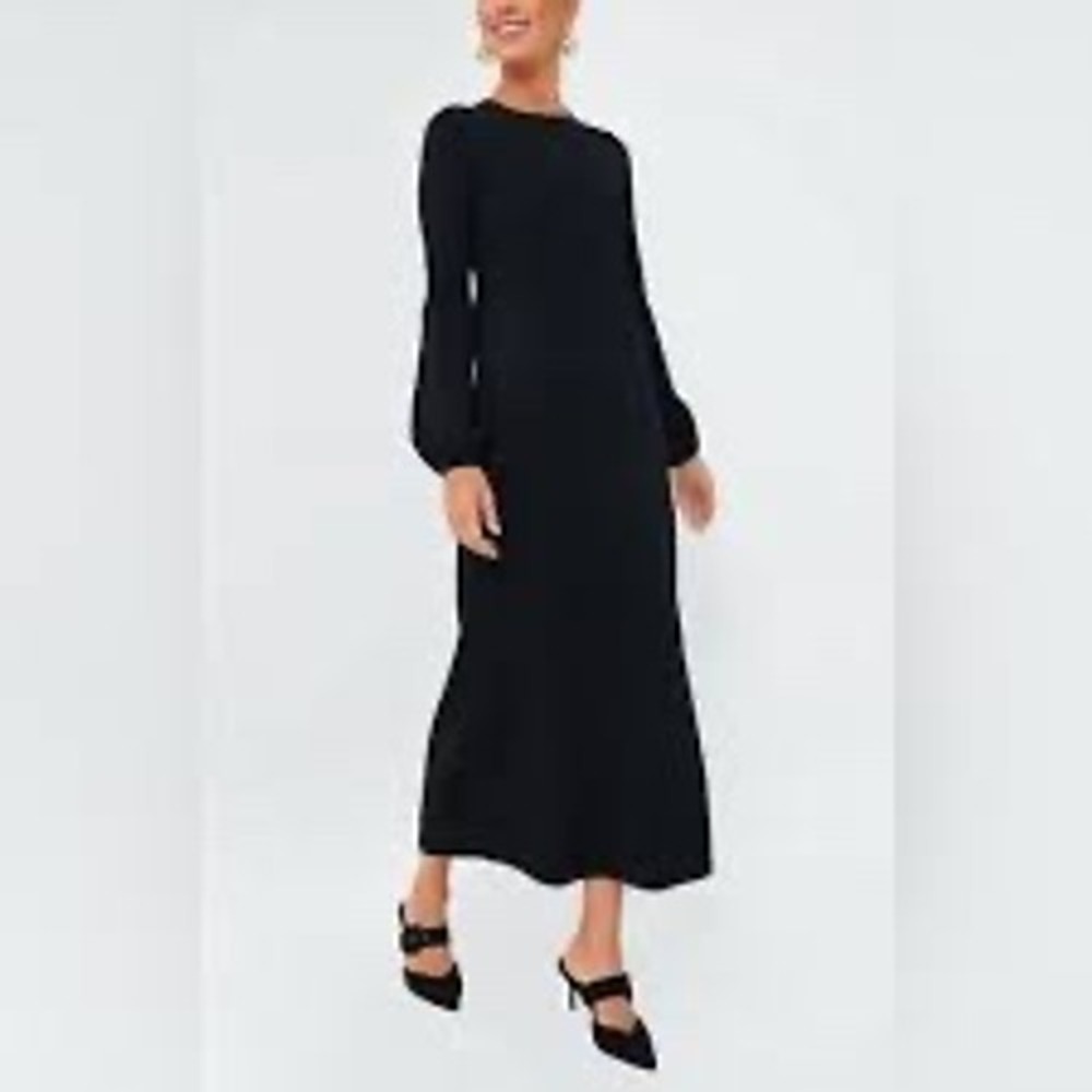 Pomander Place Tuckernuck Black Double Knit Lennox Sweater Maxi Dress medium